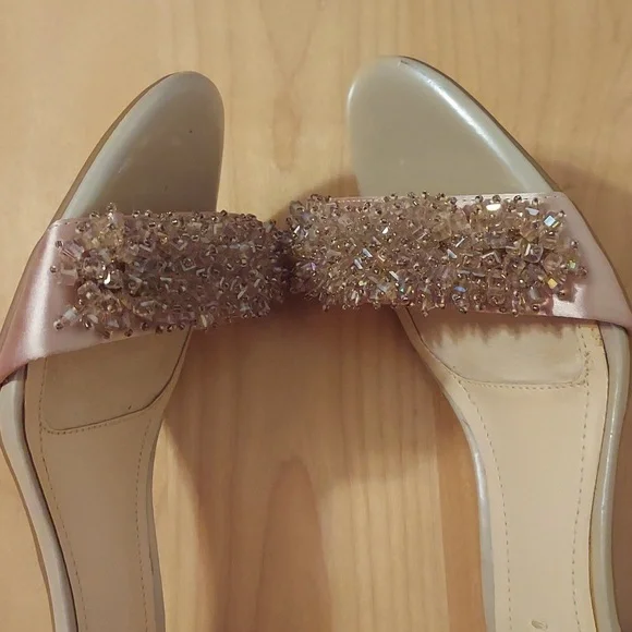 Alex Marie Champagne Beaded Animal Print Leather Ankle Strap Heels Size 6.5 - Picture 10 of 16